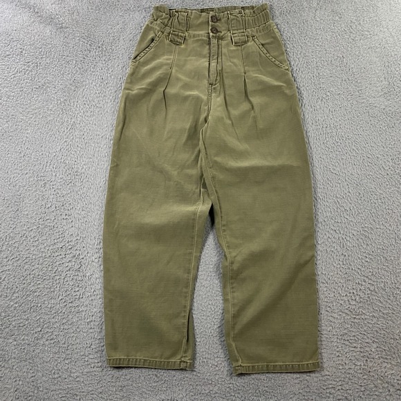 Free People One Way Pants Womens size 4 High Rise Crop Paperbag Trouser Boho - Picture 1 of 9